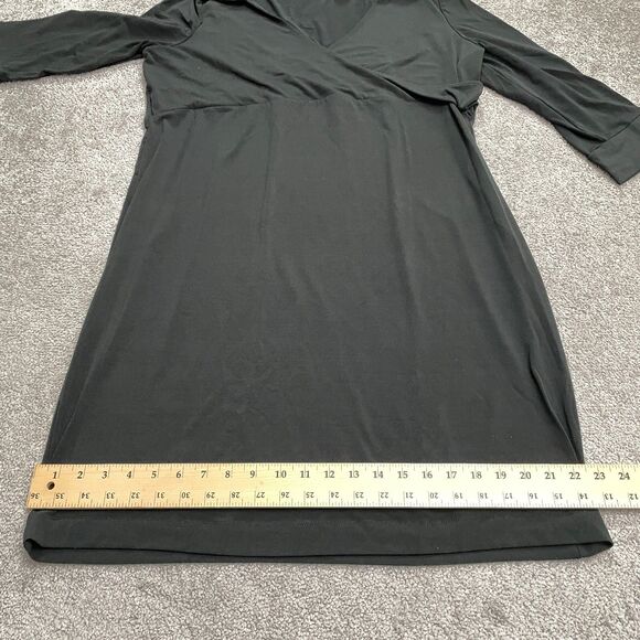 Liz Lange Maternity Midi Dress Womens Large Black Stretch Long Sleeve V-Neck - Picture 15 of 16